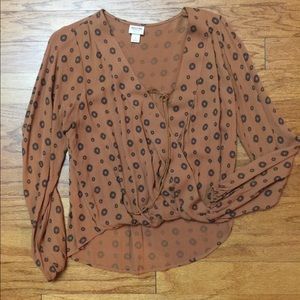 Burnt Orange Front Tie Blouse 💕